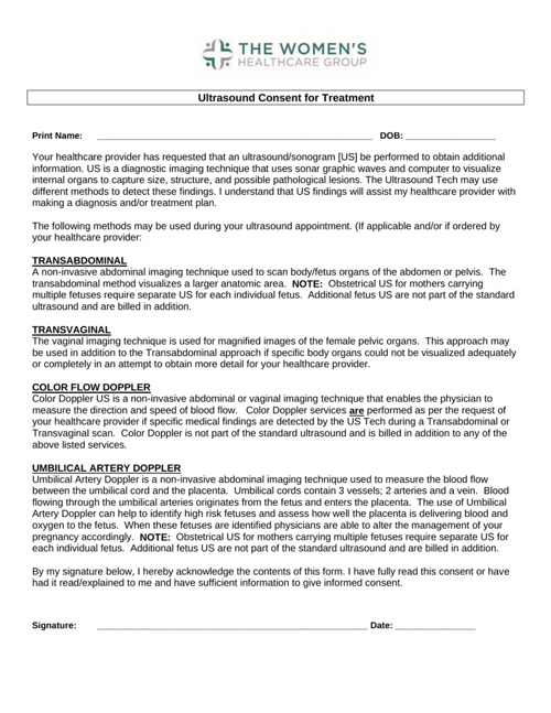SONO Consent Document - Fill Out Form