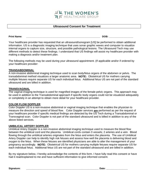SONO Consent Document - Fill Out Form